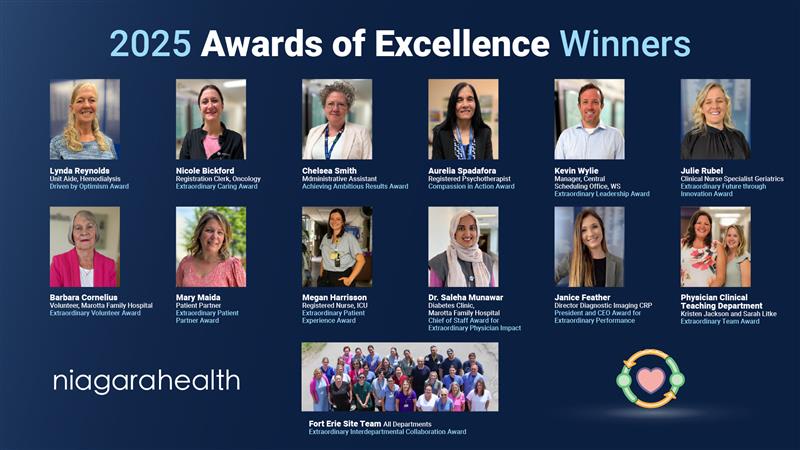 Niagara Health recognizes 2025 Awards of Excellence winners