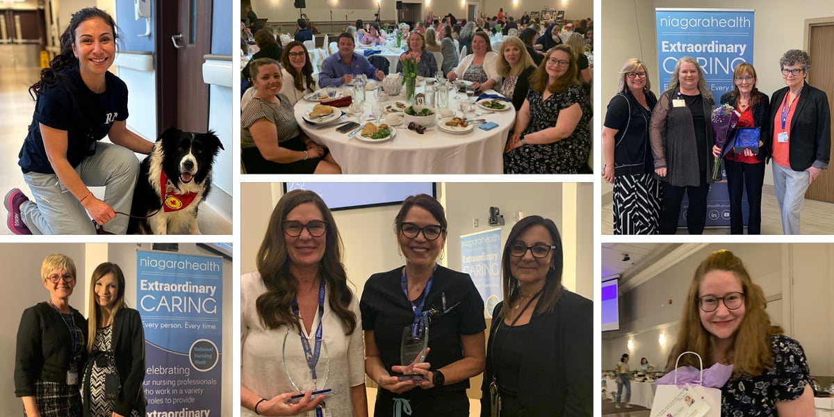 A collage of photos from an awards ceremony honouring Niagara Health Nurses