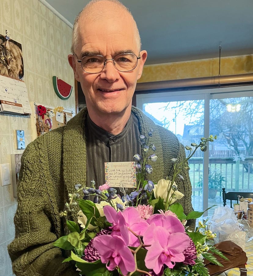 Rev. Bob Bond after being released from hospital for sepsis