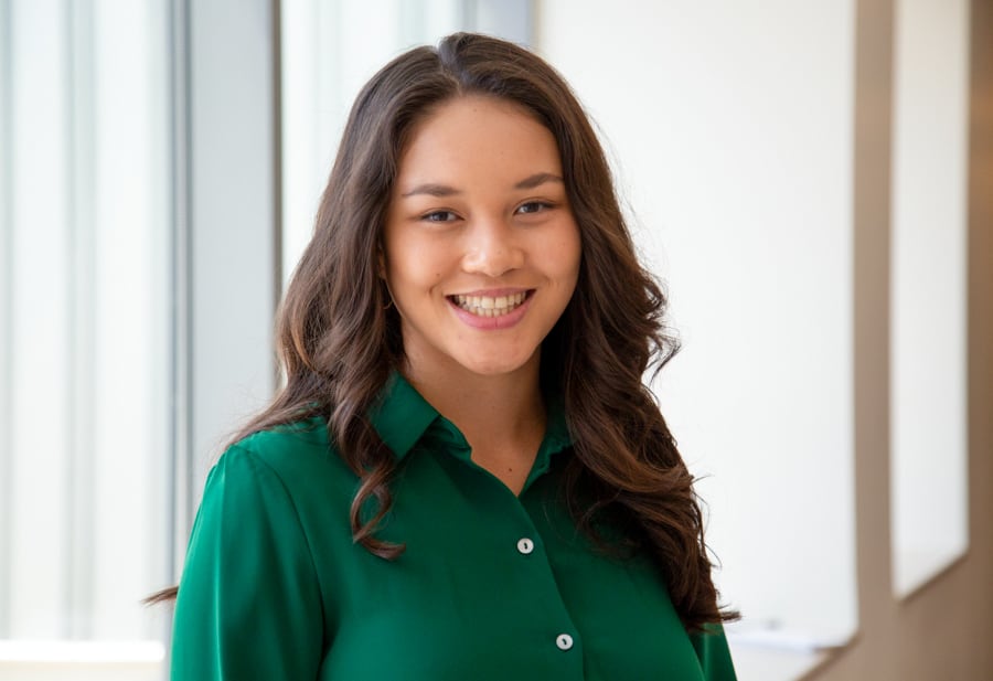 Milaina Wong in a hospital hallway