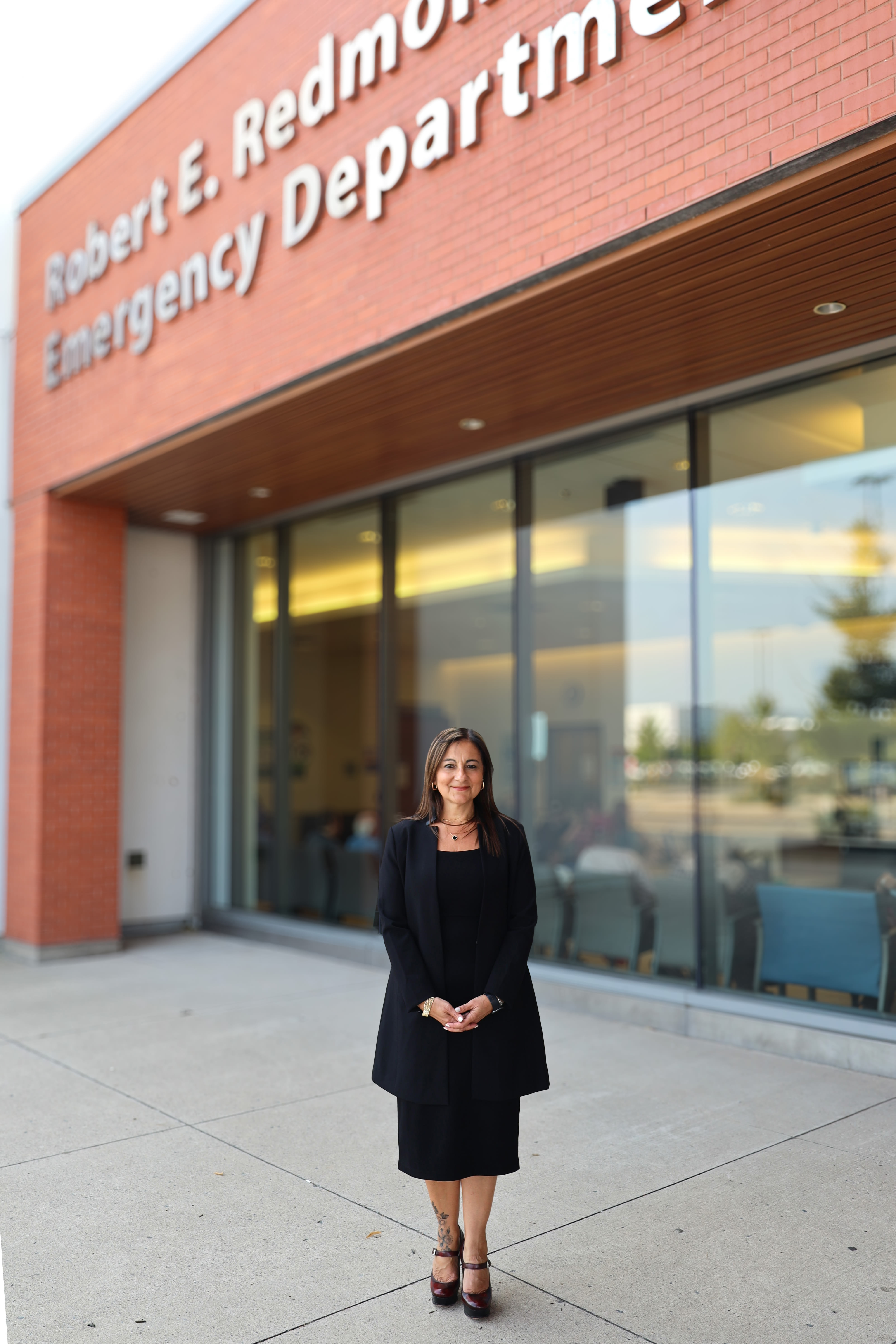 Laura Farrelly stands outside the emergency department in St. Catharines